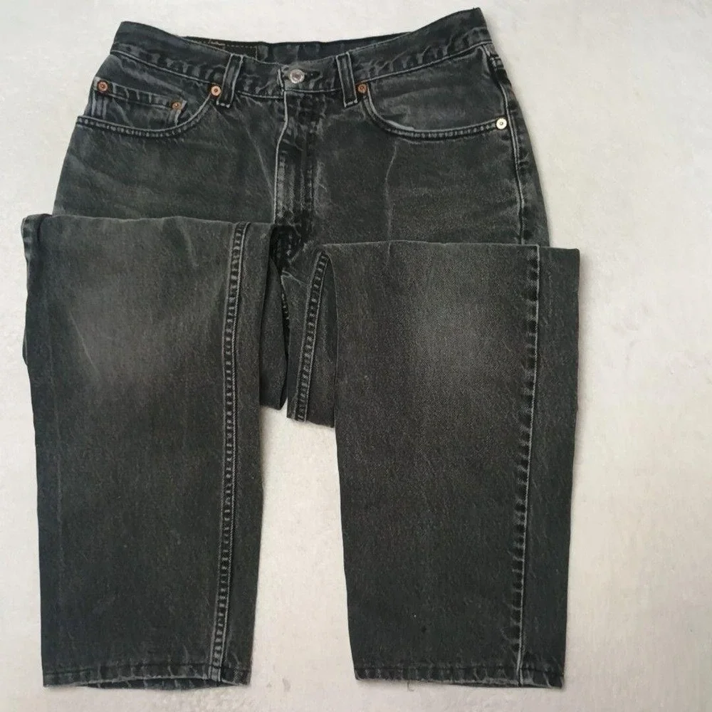 Vintage Levis 550 Jeans Mens 32x30 Black Y2K Straight Relaxed Charcoal Denim